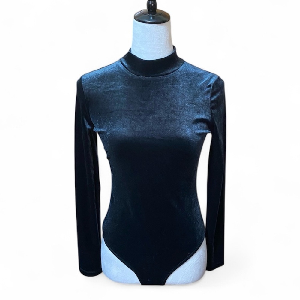 NWOT Elegant Black Velvet Bodysuit